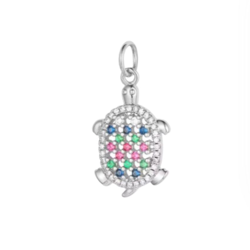 Diamante Turtle Silver Necklace