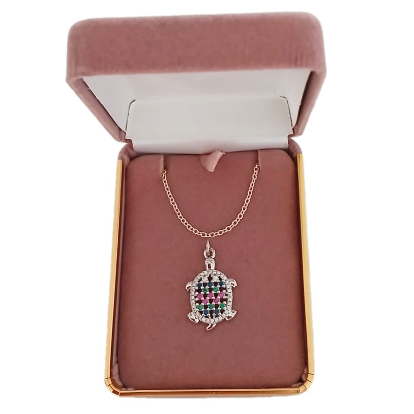Diamante Turtle Silver Necklace(2)