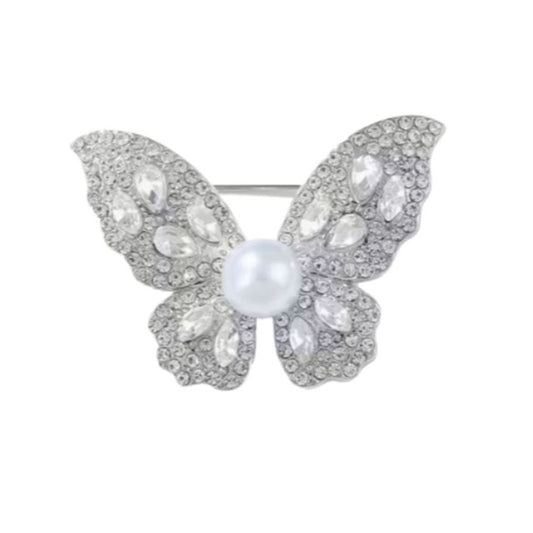 Diamante Wings Butterfly Brooch