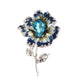 Diamante And Enamel Blue Flower Brooch