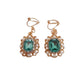 Diamante And Pearl Green Clip On Earrings