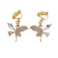 Diamante And Pink Butterfly Clip On Earrings