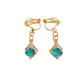 Diamante Arch Mint Green Drop Clip On Earrings