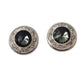 Diamante Black Button Clip On Earrings