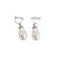 Diamante Bullet Drop Pearl Clip On Earrings
