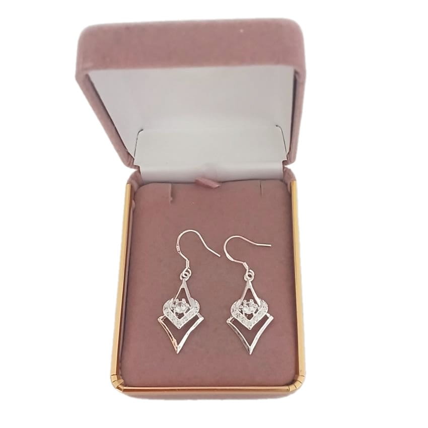 Diamante Centre Silver Earrings On Silver Hook Stem()