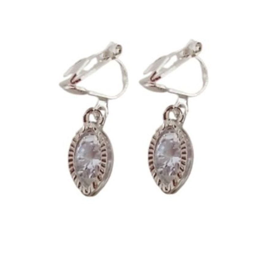 Diamante Drop Stud Clip On Earrings