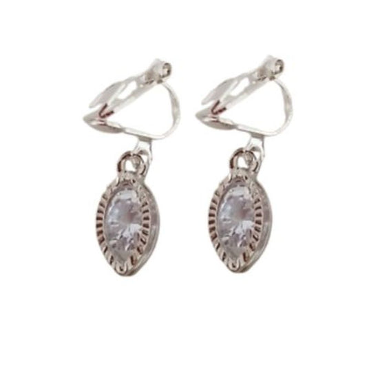 Diamante Drop Stud Clip On Earrings