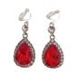 Diamante Edge Red Clip On Earrings