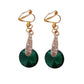 Diamante Stem Green Clip On Earrings