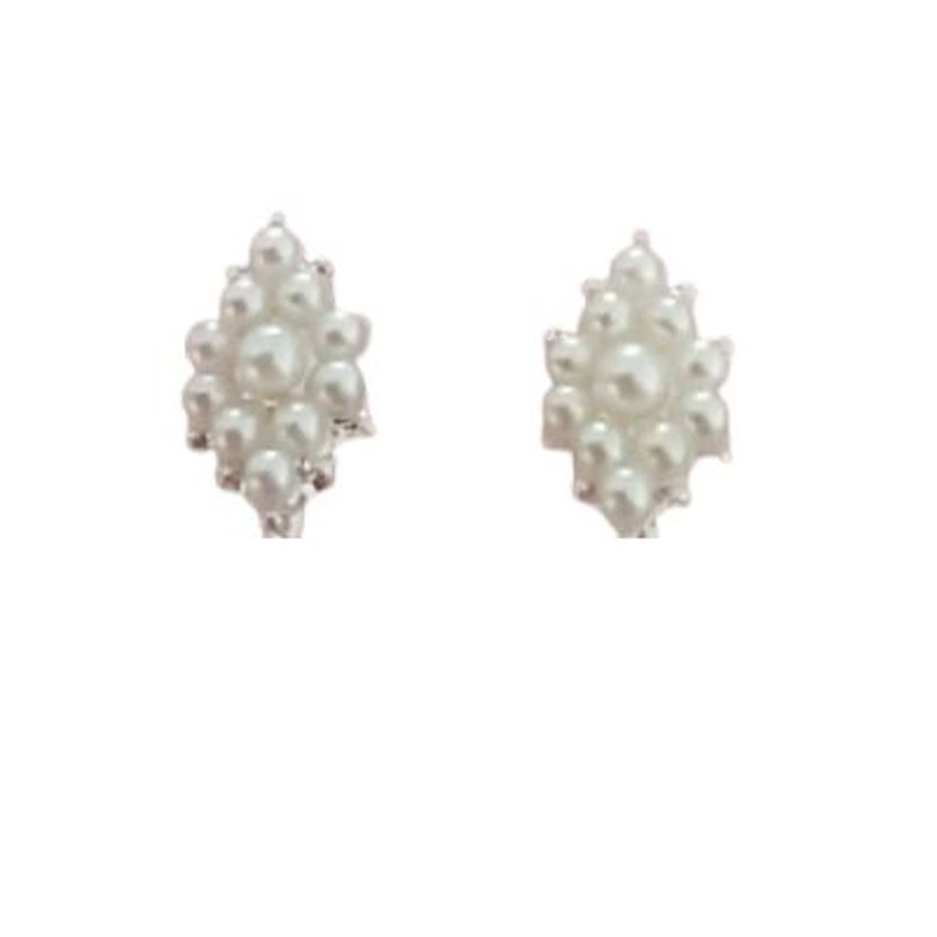 Diamond Design Stud Pearl Clip On Earrings