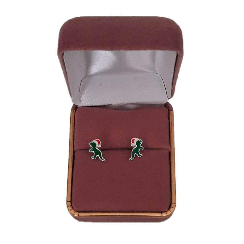 Dinosaur Sterling Silver Christmas Earrings(2)