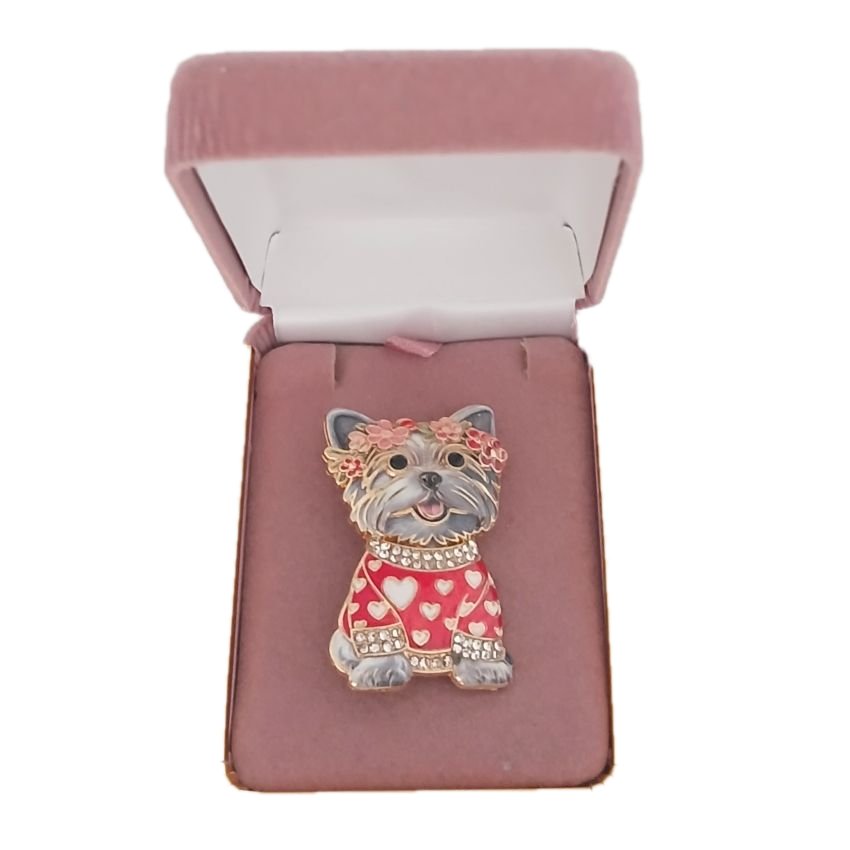 Dog With Flowers Brooch(2)