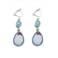 Double Blue Drop Clip On Earrings