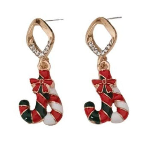 Double Candy Cane Christmas Earrings