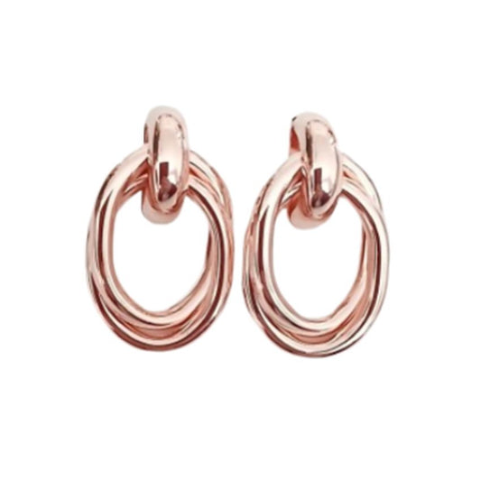 Double Hoop Gold Clip On Earrings