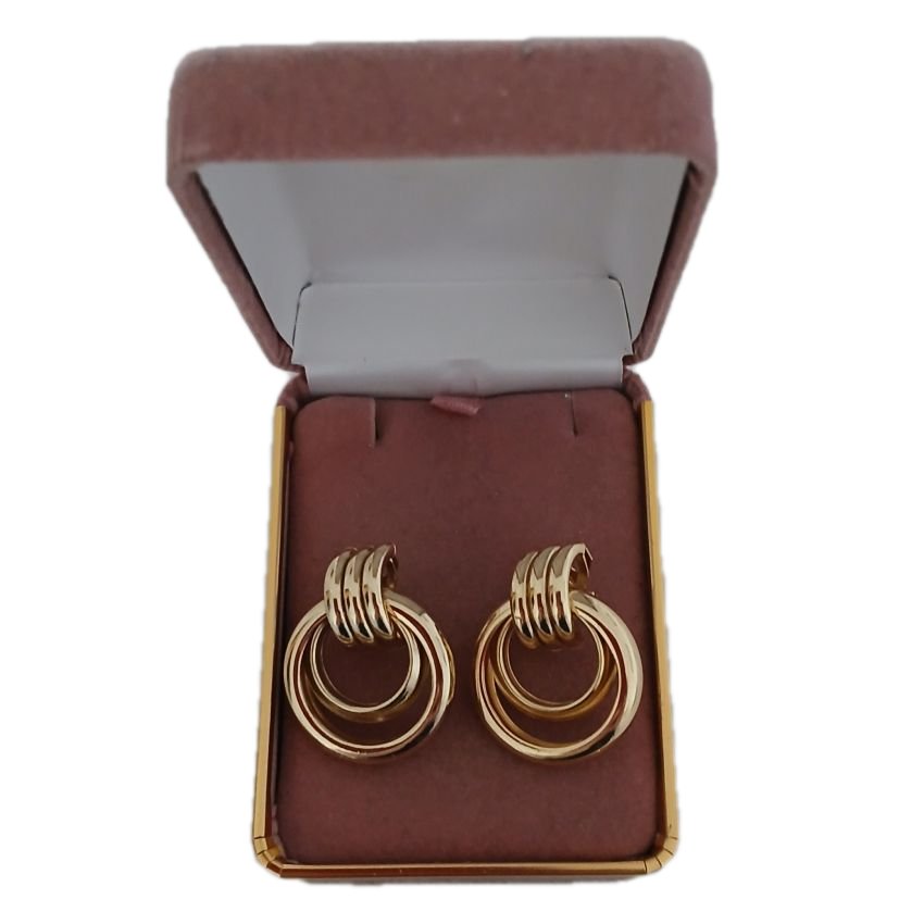 Double Hoop Gold Clip On Earrings(2)