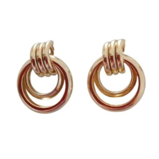 Double Hoop Gold Clip On Earrings