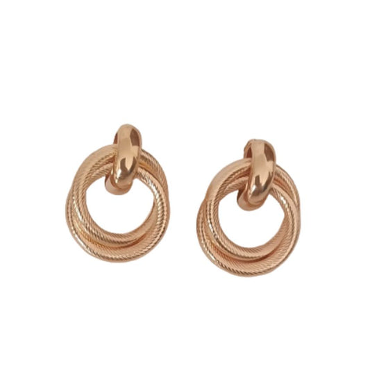 Double Hoop Gold Clip On Earrings