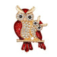 Double Owl On A Branch Brooch
