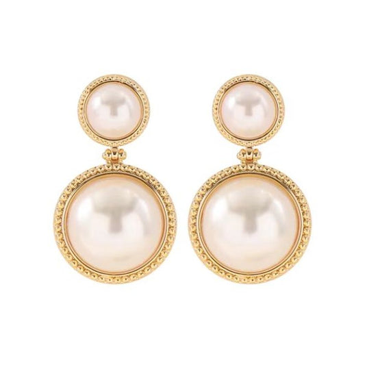 Double Pearl Drop Clip On Earrings