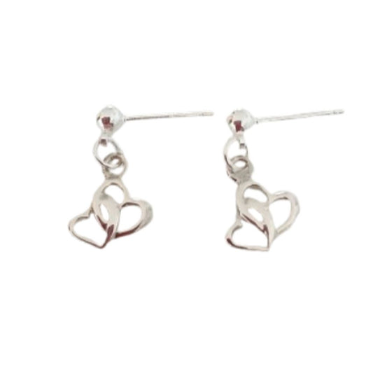 Double Heart Sterling Silver Earrings
