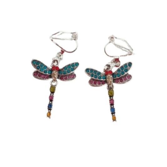 Dragonfly Multi Colour Clip On Earrings