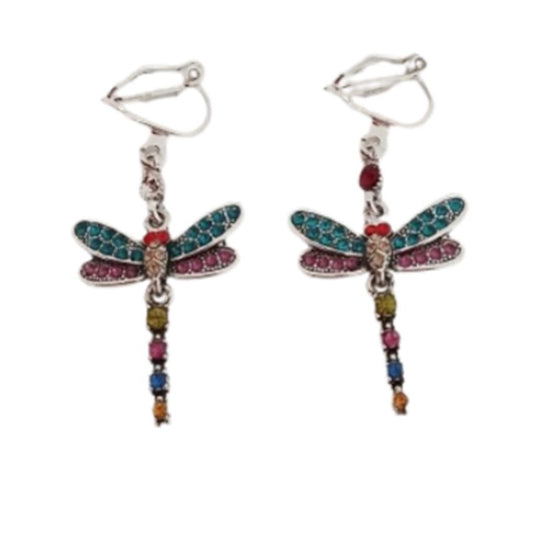 Dragonfly Multi Colour Clip On Earrings
