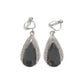 Drop Black Crystal Clip On Earrings