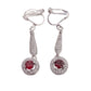 Drop Red Stone Cubic Zirconia Clip On Earrings