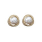 Edged Pearl And Gold Round Clip On Earrings