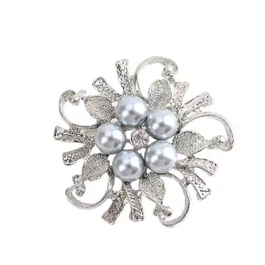 Elegant Open Flower Bridal Brooch With Crystals