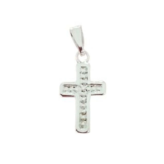 Embellished Silver Plated Girls Cross on a Sterling Silver Chain