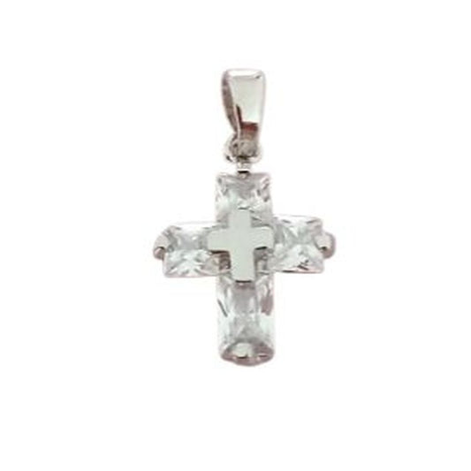 Embellished White Cubic Zirconia Cross Necklace