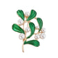 Emerald Green Brooch With Pearl
