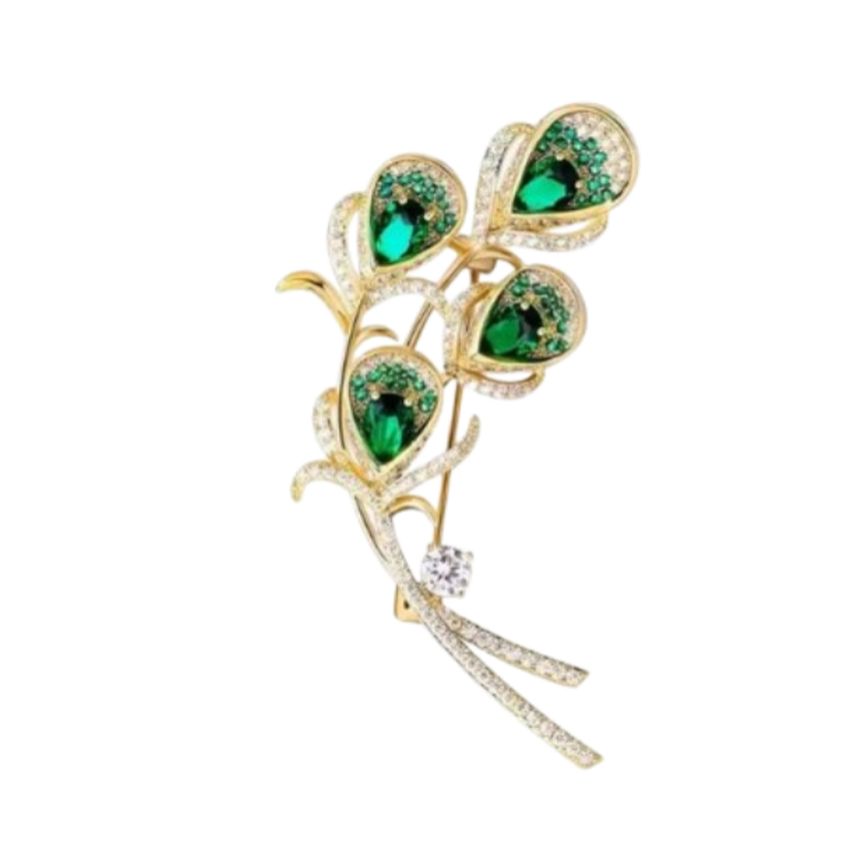 Emerald Green Pretty Ladies Brooch