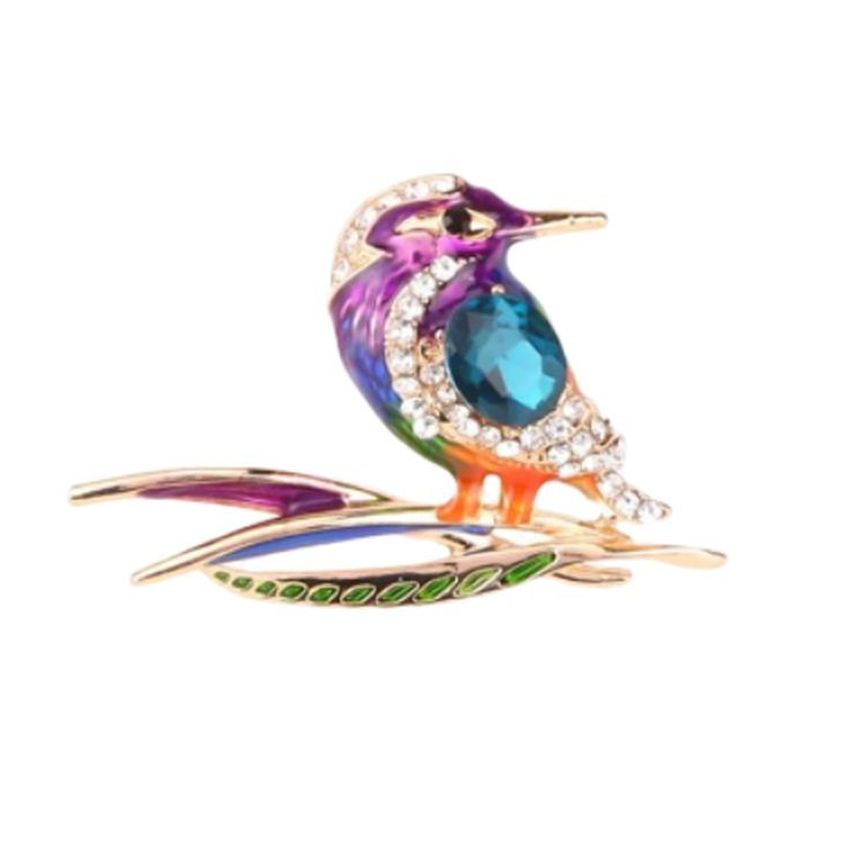 Enamel Bird Metal Brooch Pin