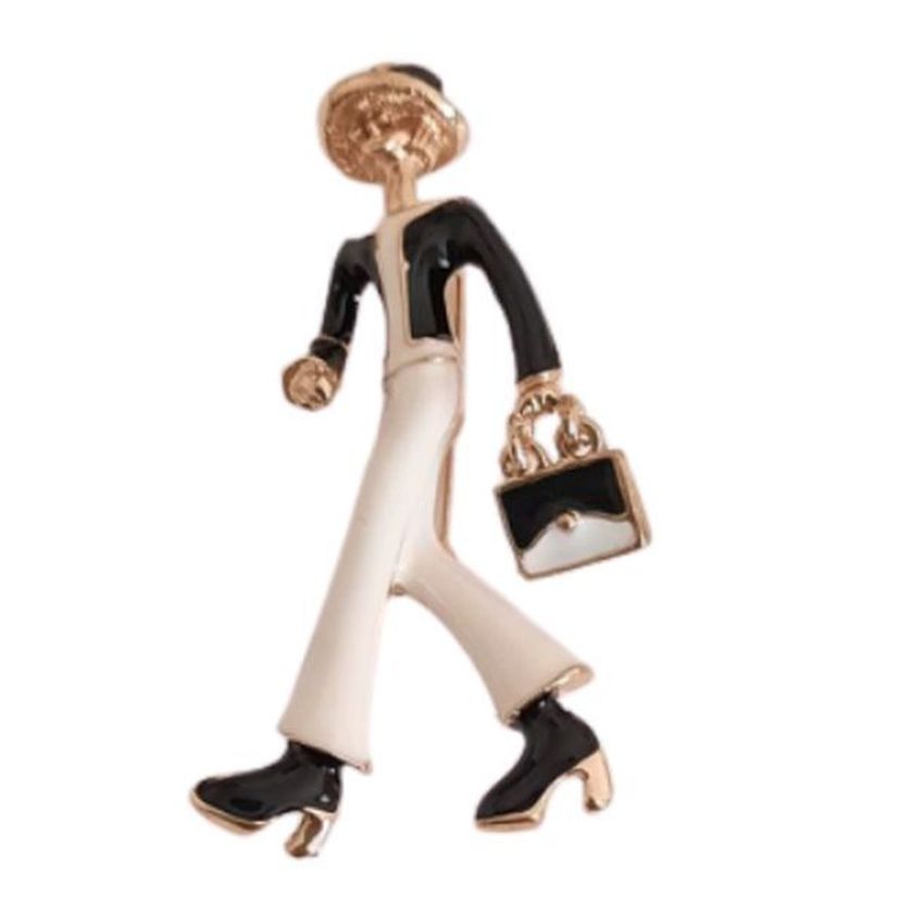 Enamel Figure Ladies Brooch