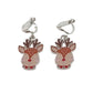 Enamel Reindeer Christmas Clip On Earrings