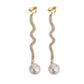 Extra Long Gold Pearl Clip On Earrings