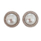 Extra Large Silver Diamante Pearl Clip On Earrings