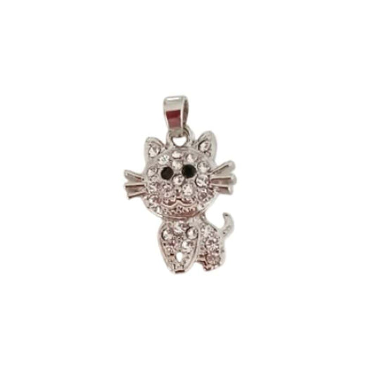 Eye Catching Black Eyed Diamante Sparkly Cat Necklace