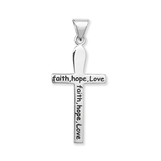 Faith Hope Love Sterling Silver Cross Necklace