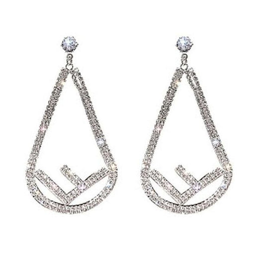 Fancy Bling Diamante And Silver Clip On Earrings