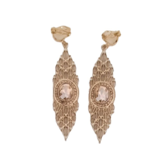Fancy Champagne Gold Clip On Earrings