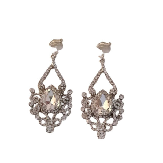 Fancy Pattern Diamante Clip On Earrings