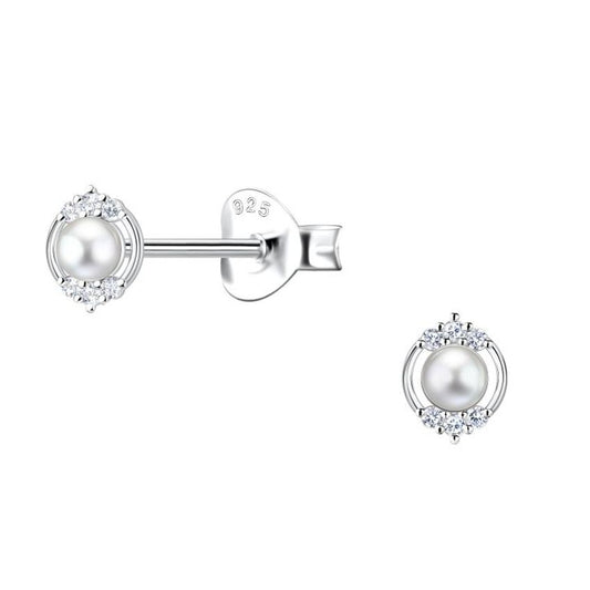 Fancy Pearl Stud Sterling Silver Earrings