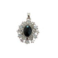 Fancy Black Centre Stone Necklace With CZ Detail Edging