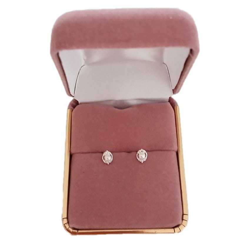 Fancy Pearl Stud Sterling Silver Earrings(2)