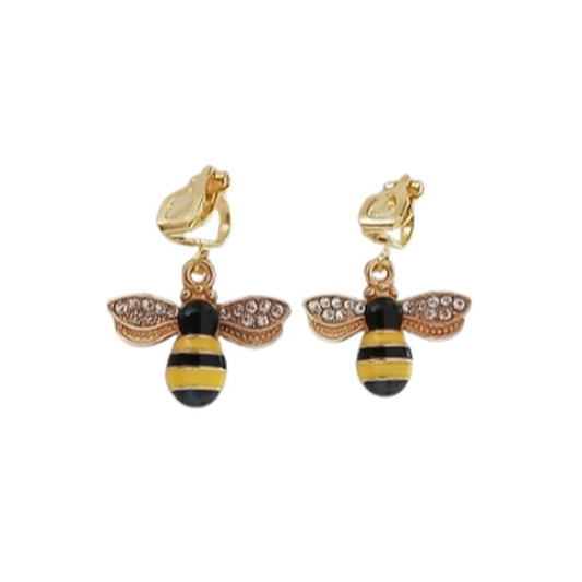 Fashion Bee Clip On Earrings